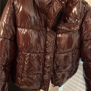 Noize Women's Shiny Maroon Puffer Coat